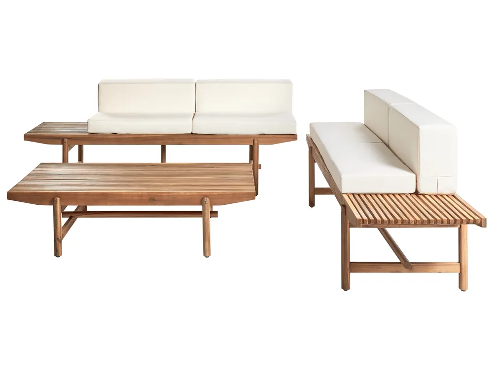 Garden Lounge Set with Table 4 Seater GIAVENO Acacia Wood Off-White_958652