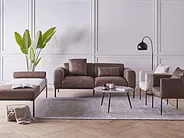 Chaise Longue MALMOS Faux Linen Faux Leather Dark Brown_933356