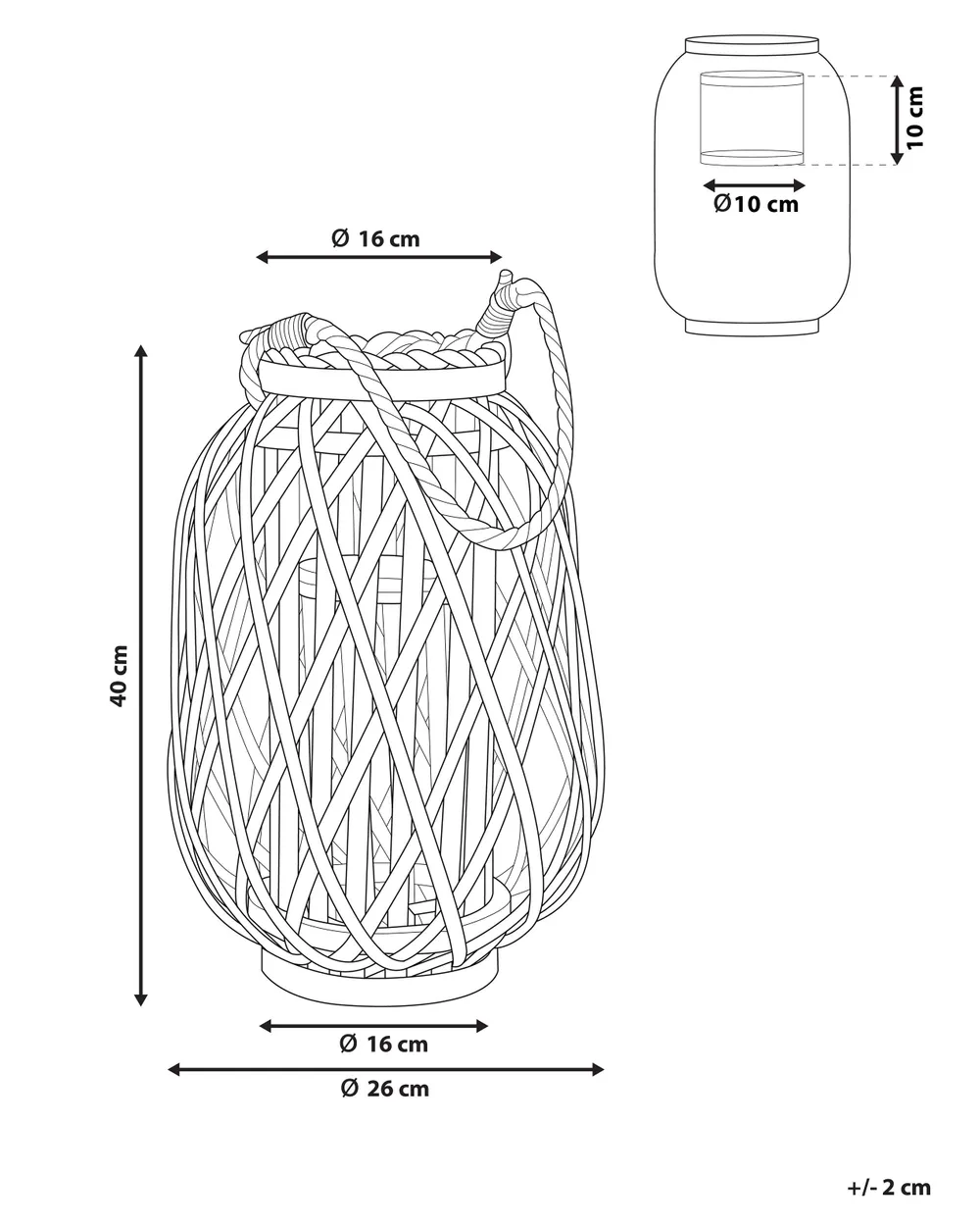 Lantern MAURITIUS 40 cm Willow Wood White_785705