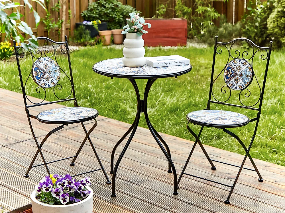 Bistro Set klappbar CIVITA Metall Schwarz