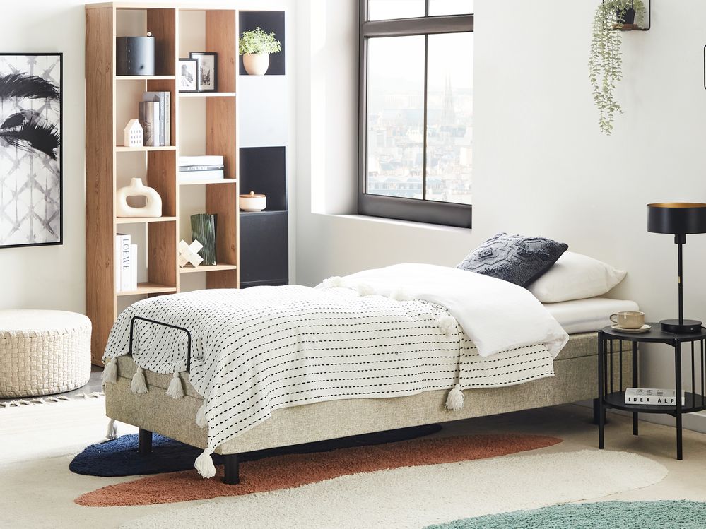Verstelbaar bed zonder hoofdbord Stof DUKE II 90 x 200 cm Beige