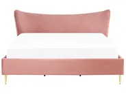 Bett mit Lattenrost Samtstoff CHALEIX 180 x 200 cm Pfirsichrosa_857023