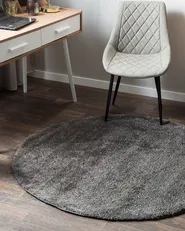 Shaggy Rug DEMRE Dark Grey ø 140 cm_738120