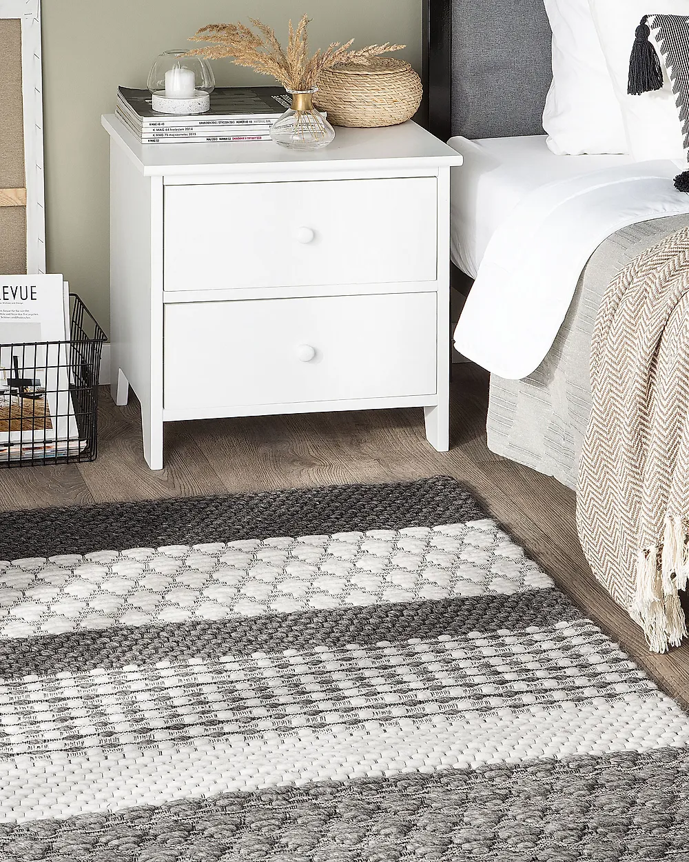 Rug AKKAYA Grey 80 x 150 cm Wool_1182301