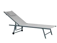 Gartenliege 2er Set SORONI mit Relaxfunktion Metall Hellgrau_1014173