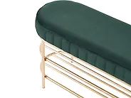 2 Tier Shoe Bench VERGENNES Velvet Emerald Green with Shelf_1186252