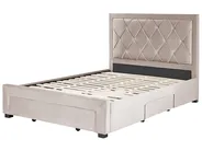 Bett mit Schubladen LIEVIN Samtstoff Beige 140 x 200 cm_858023