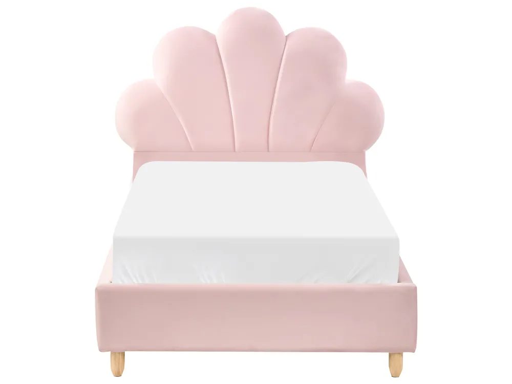 Kinderbett Muschel Samtstoff NEULISE 90 x 200 cm Rosa_984392
