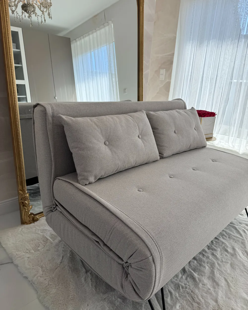 Schlafsofa 2-Sitzer VESTFOLD Stoff Hellbeige_982945