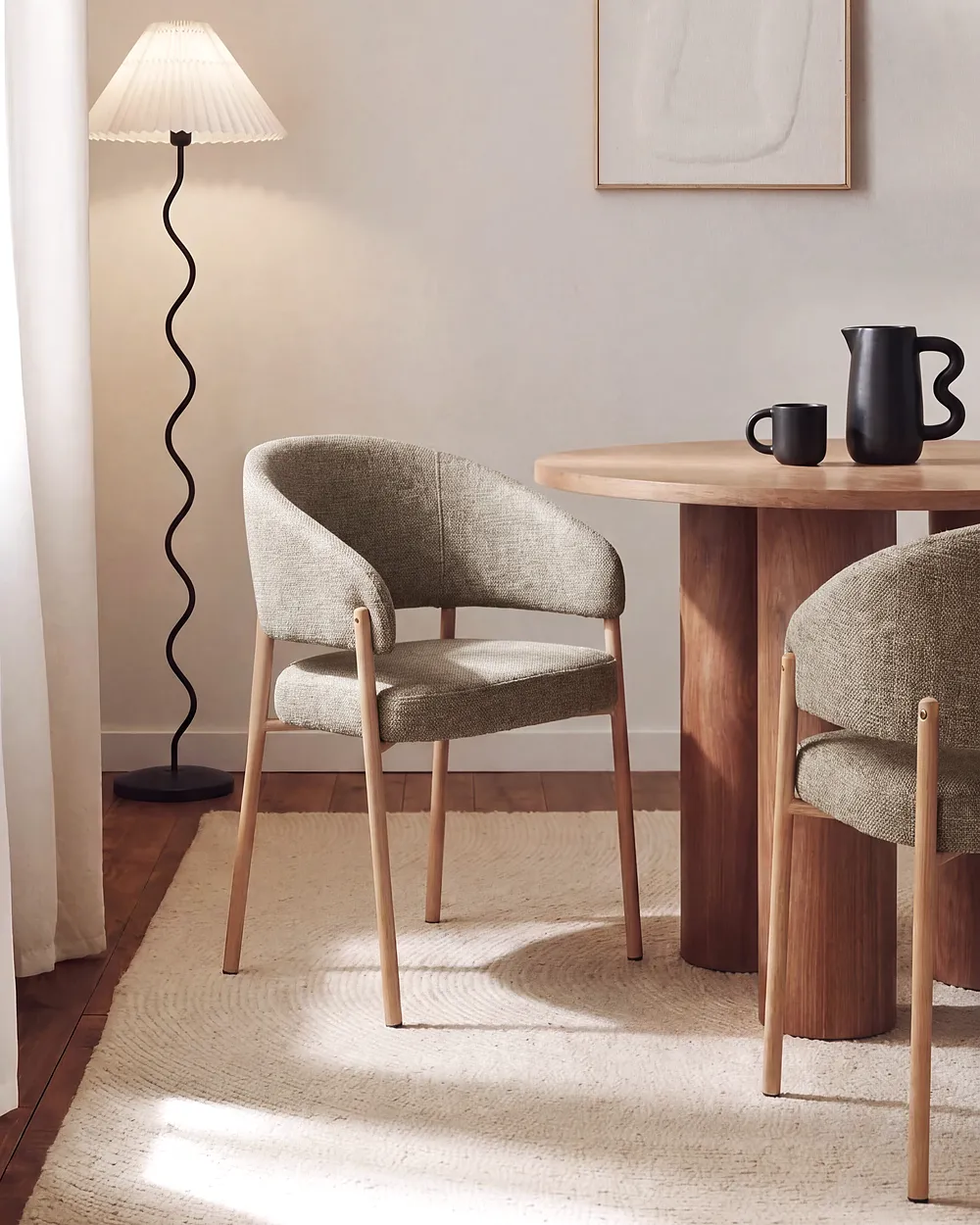 Set of 2 Dining Chairs ZANE Fabric Taupe