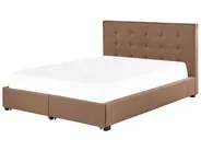 Bed with Storage Drawers LA ROCHELLE Fabric Brown 180 x 200 cm (EU Super King)_833021