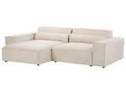 Modular Corner Sofa 3 Seater HELLNAR with Ottoman Velvet Light Beige Right Hand_910834