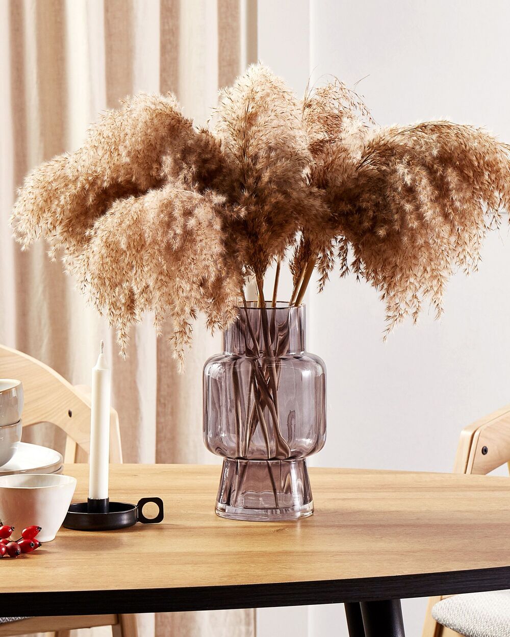 Flower Vase MEGALO 26 cm Glass Grey