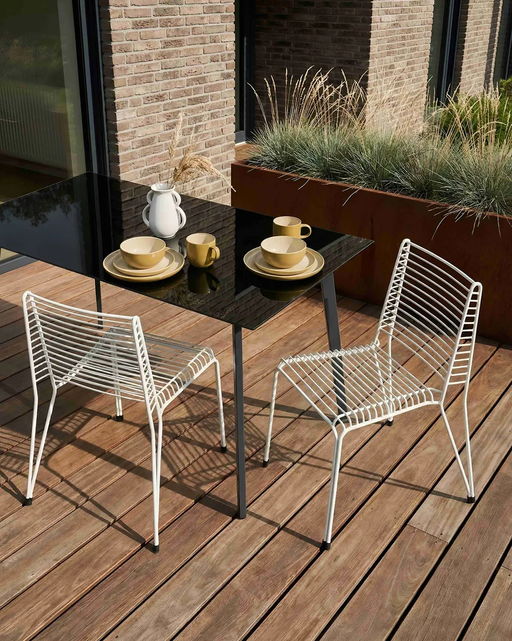 Gartenstuhl 2er Set CHIEVE Metall Weiß