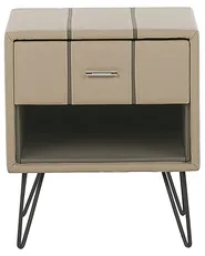 Nachttisch mit 1 Schublade BETIN Kunstleder Beige_788971