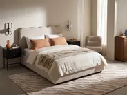 Bett mit Stauraum NANTERRE Stoff Hellbeige 140 x 200 cm_1082339