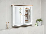 Bathroom Wall Mounted Mirror Cabinet ALAMOS 65 cm x 60 cm White_1155660
