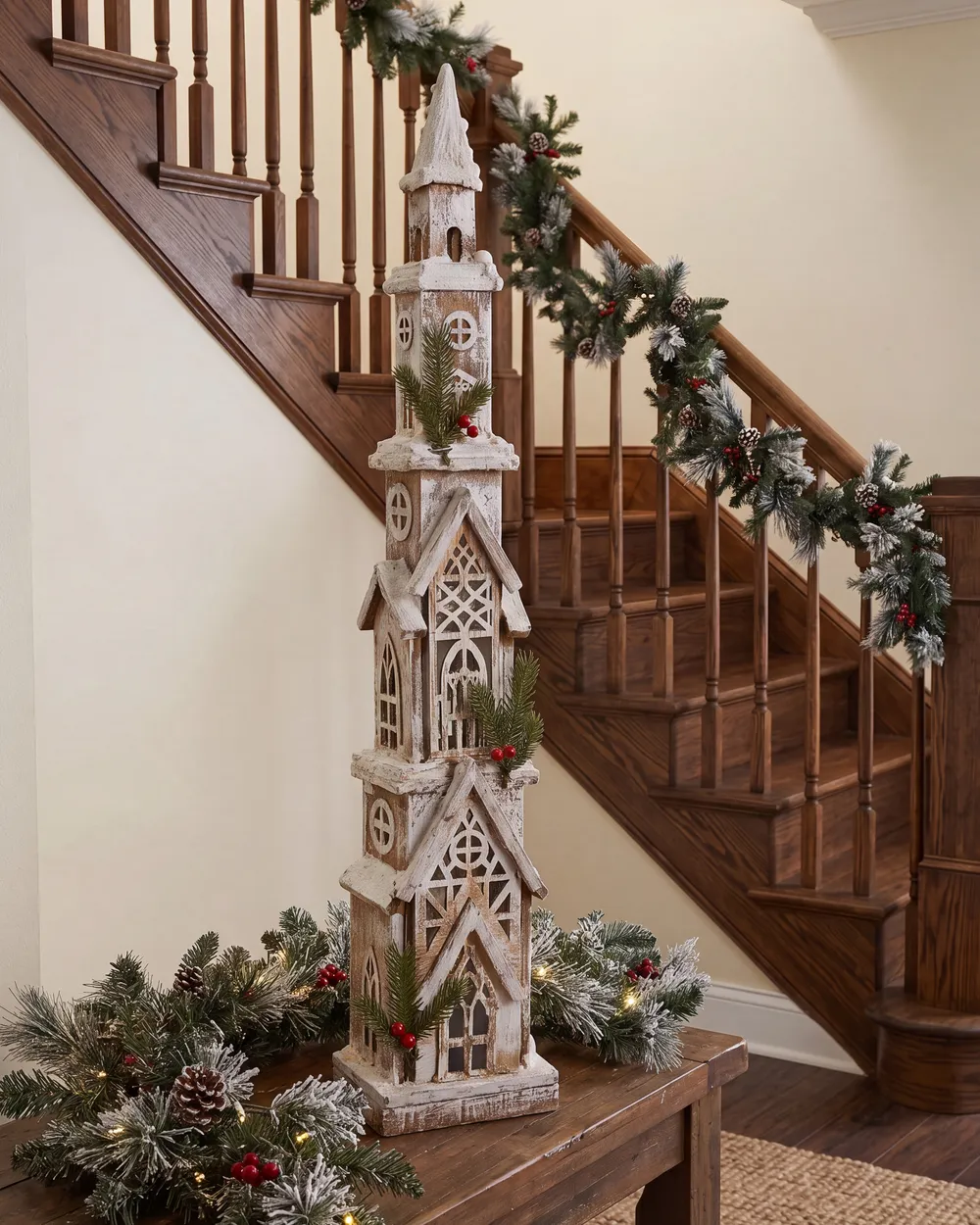 Weihnachtsdekoration LED NASIJARVI 85 cm Haus Hellbraun_1028065