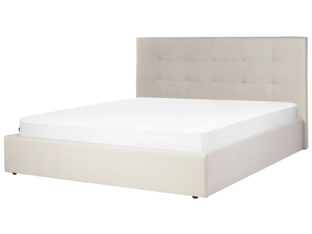 Bett mit Stauraum LORIENT Stoff Beige 180 x 200 cm_901814
