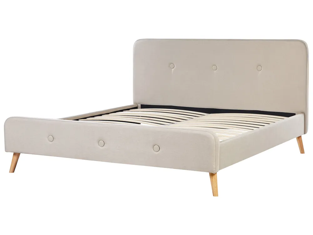 Bett mit Lattenrost Kunstleinen RENNES 180 x 200 cm Hellbeige_684040