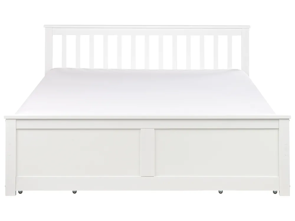 Bed with 4 Drawers OLENDON Pine Wood White 160 x 200 cm (EU King Size)_954861