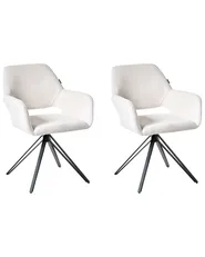 Set of 2 Dining Chairs CINEY Fabric Off-White_992660