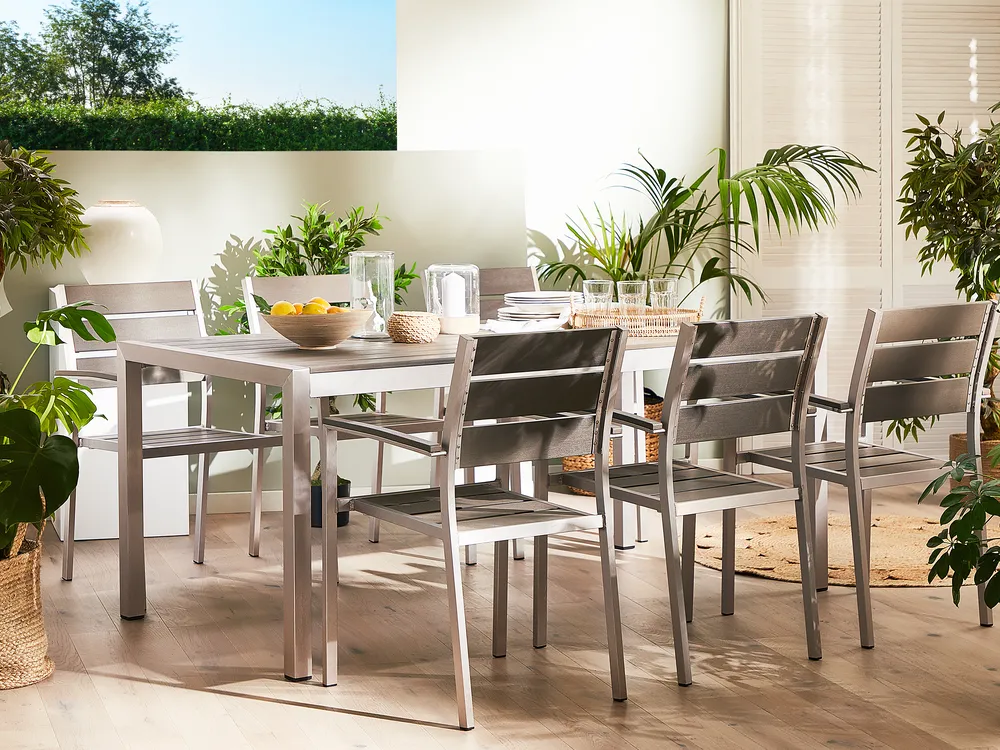Gartentisch VERNIO 180 cm 90 cm Metall Grau