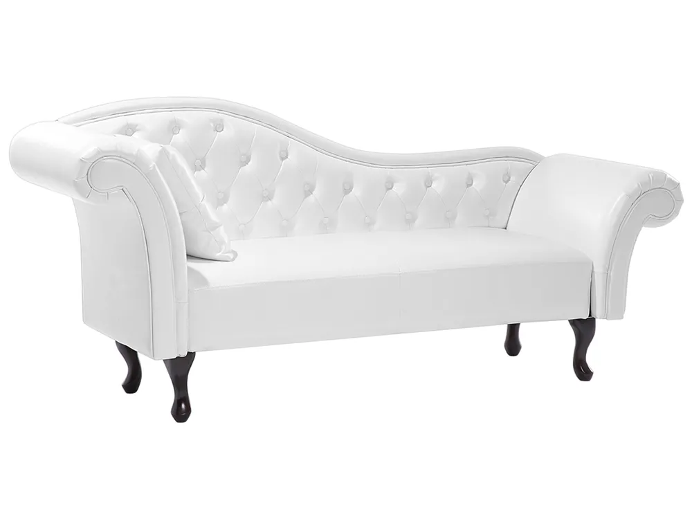 Left-Hand Chaise Longue LATTES Faux Leather White_681428