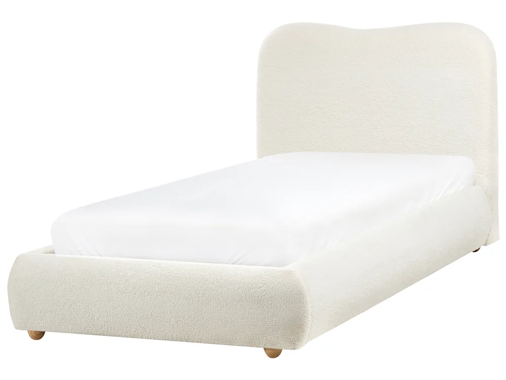 Bett mit Stauraum BLAGNAC Bouclé Cremeweiß 90 x 200 cm_1009333