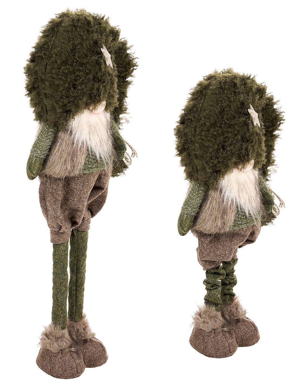 Set of 2 Christmas Decorations PORRAS 44-57/57-70 cm Gnome Brown/ Green