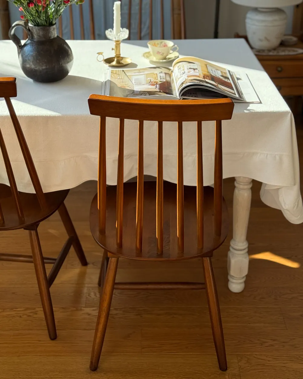 Set of 2 Dining Chairs BURBANK Wood Brown_1188066