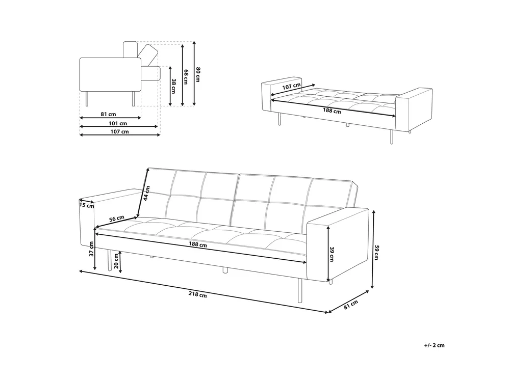 Schlafsofa 3-Sitzer VISNES Samtstoff Marineblau_730414