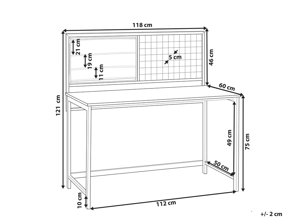 Office Desk with Memo Board VINCE 118 cm 60 cm Black_821451