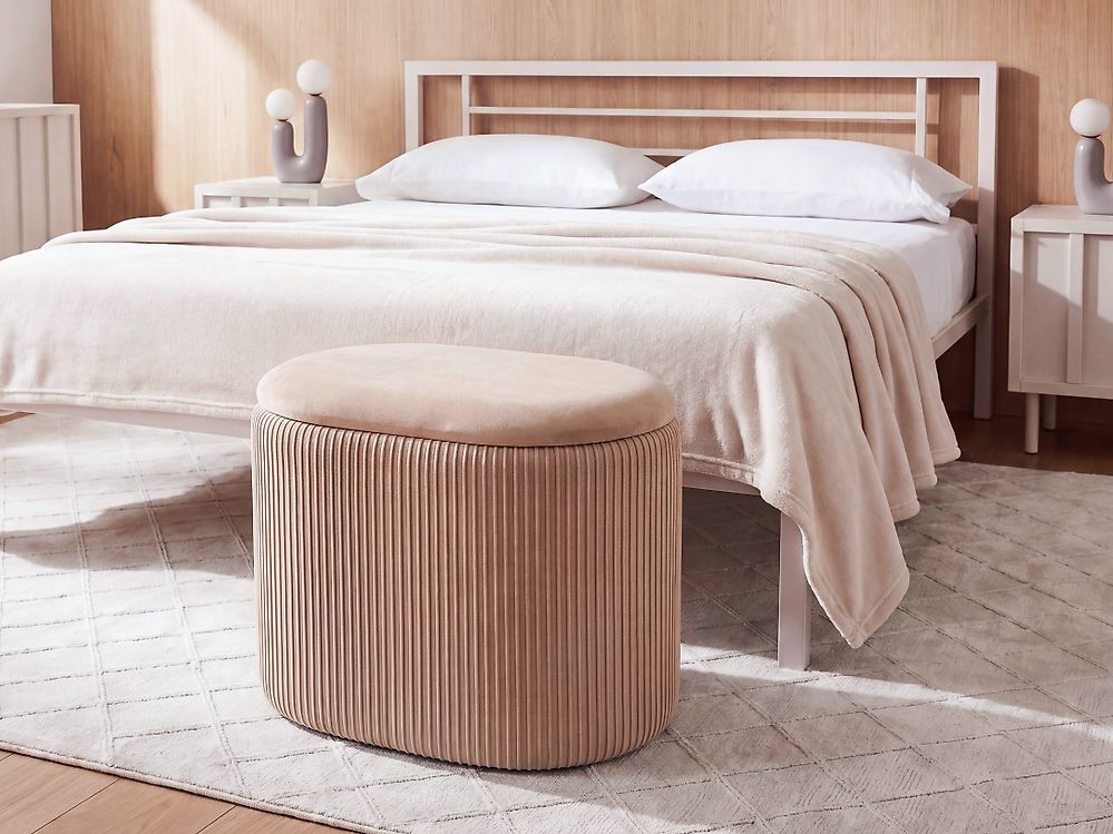 Pouf mit Stauraum RICHLAND Samtstoff Beige