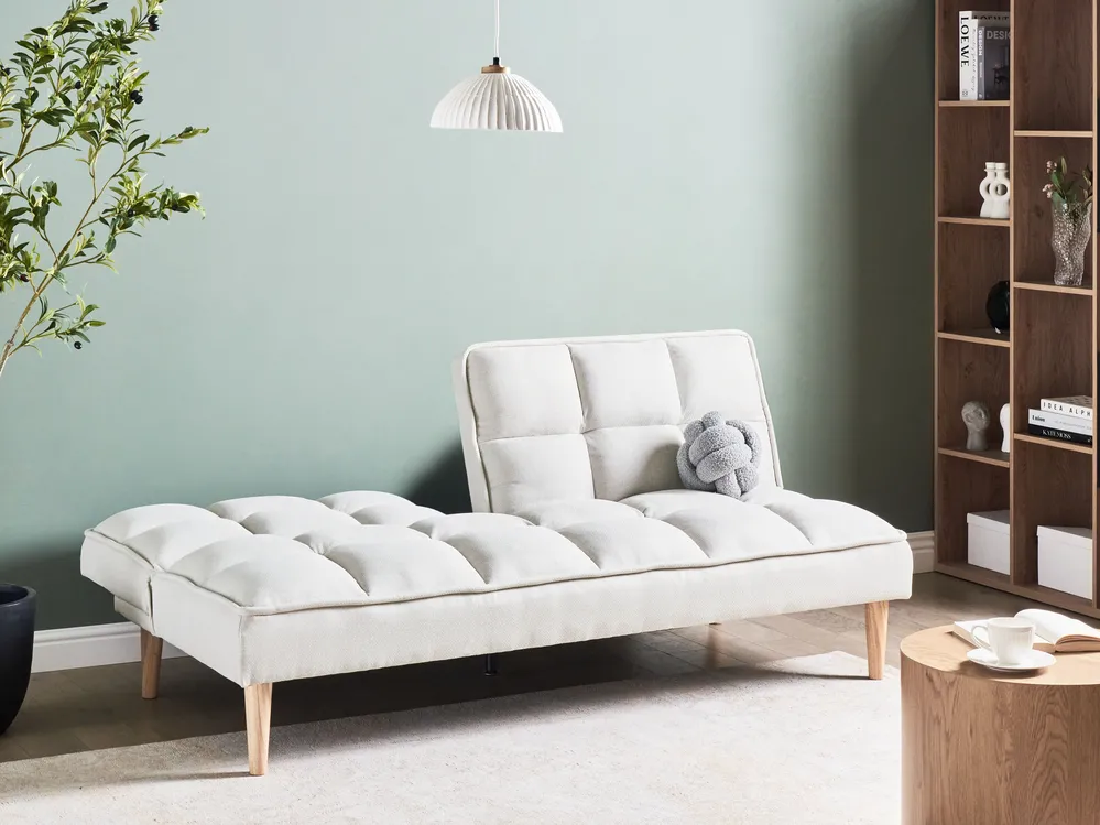 Sofa Bed 3 Seater SILJAN Fabric Off-White_968664