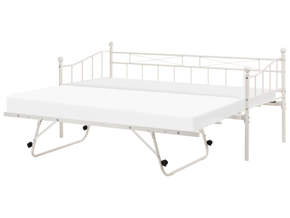 Tagesbett Metall LOUANNEC 90 x 200 cm ausziehbar Beige