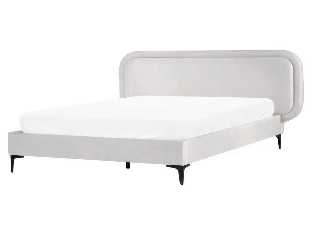 Bett mit Lattenrost Samtstoff SUZETTE 160 x 200 cm Hellgrau