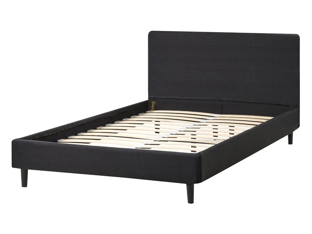 Bett mit Lattenrost Stoff FITOU 120 x 200 cm Schwarz_1014125