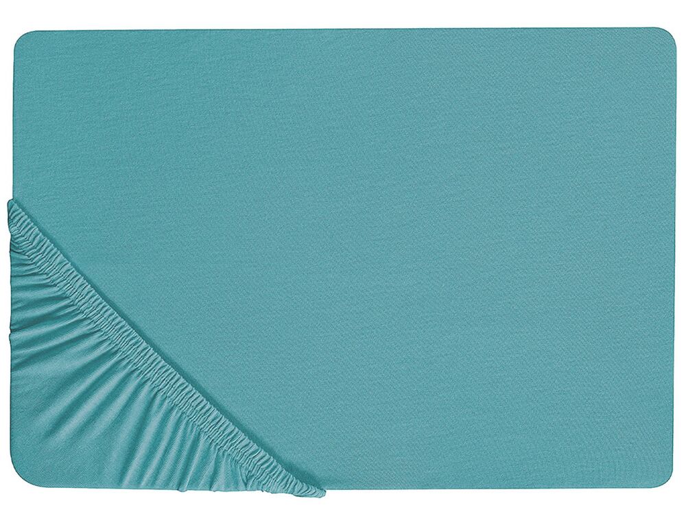 Hoeslaken HOFUF 160 x 200 cm Katoen Turquoise