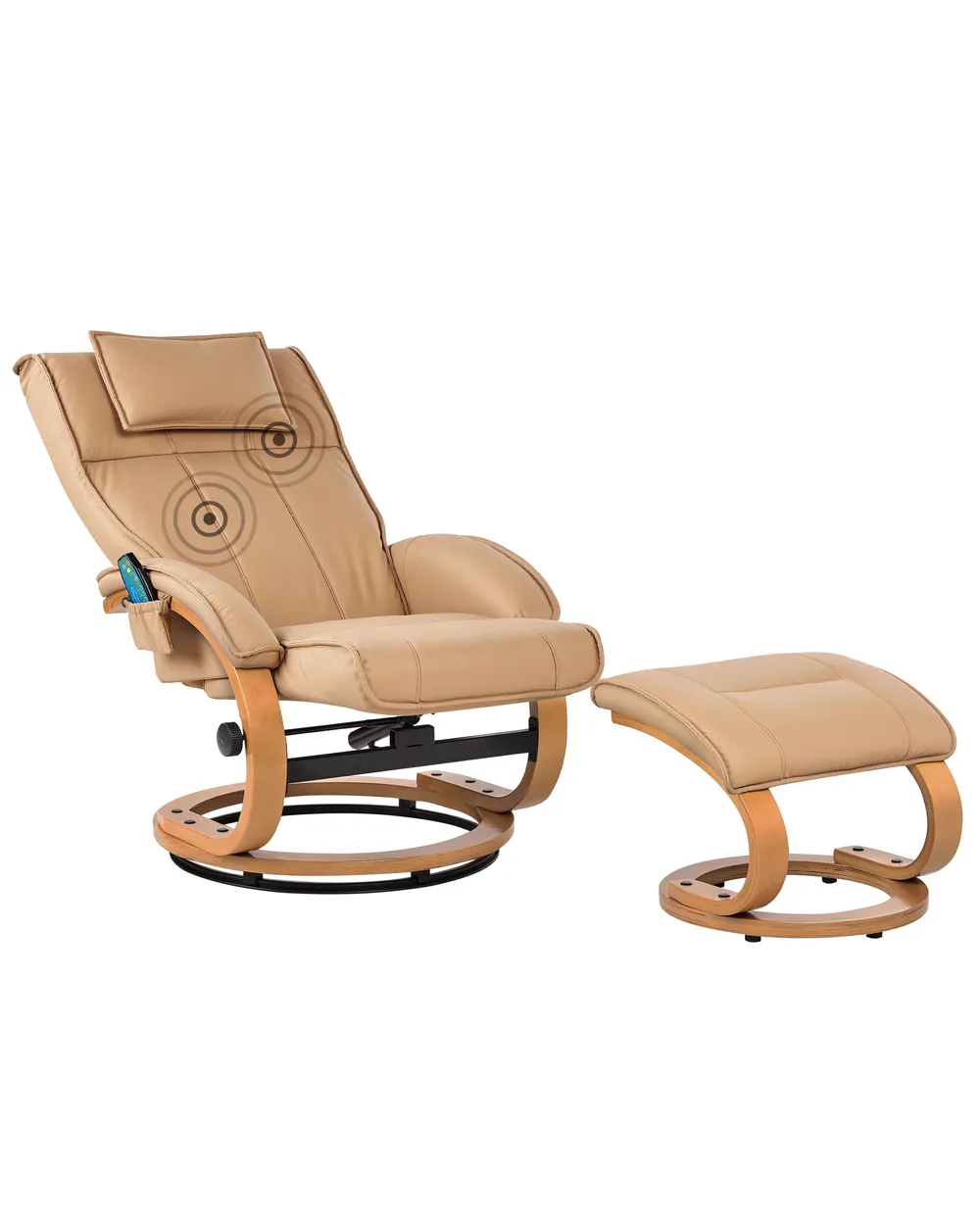 Massagestuhl MAJESTIC mit Fußstütze Kunstleder Hellbraun