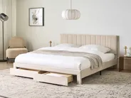 Bett mit Schubladen LONZAC Samtstoff Beige 180 x 200 cm_1014713