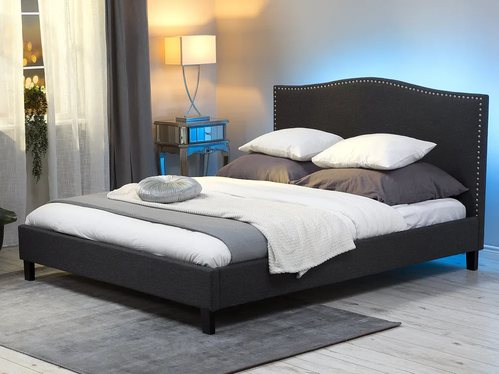 Bett mit Lattenrost Stoff MONTPELLIER 180 x 200 cm LED Bunt