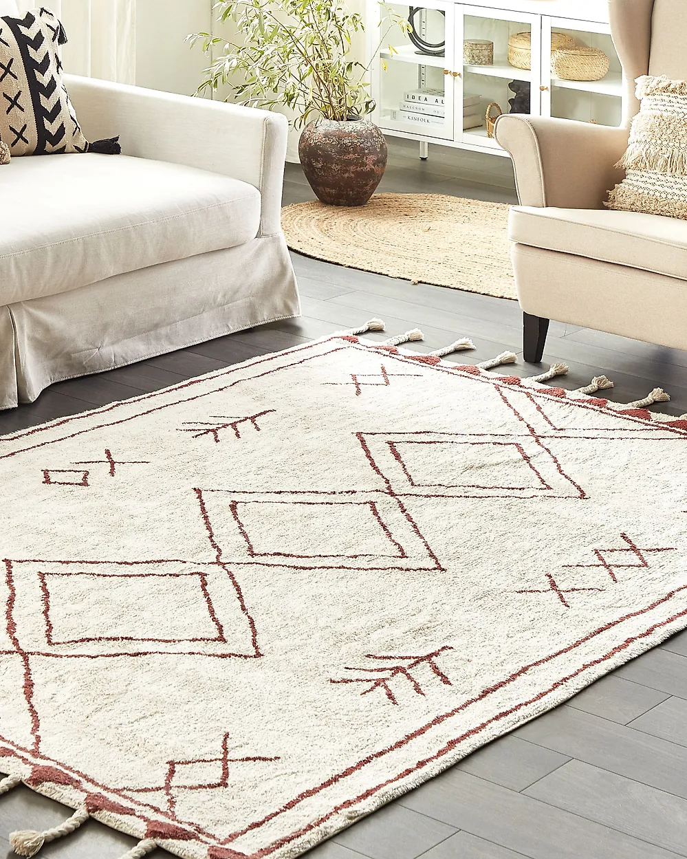 Teppich KENITRA Cremeweiß 160 x 230 cm Baumwolle