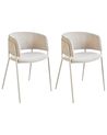 Set of 2 Dining Chairs SPRINGER Chenille Light Beige
