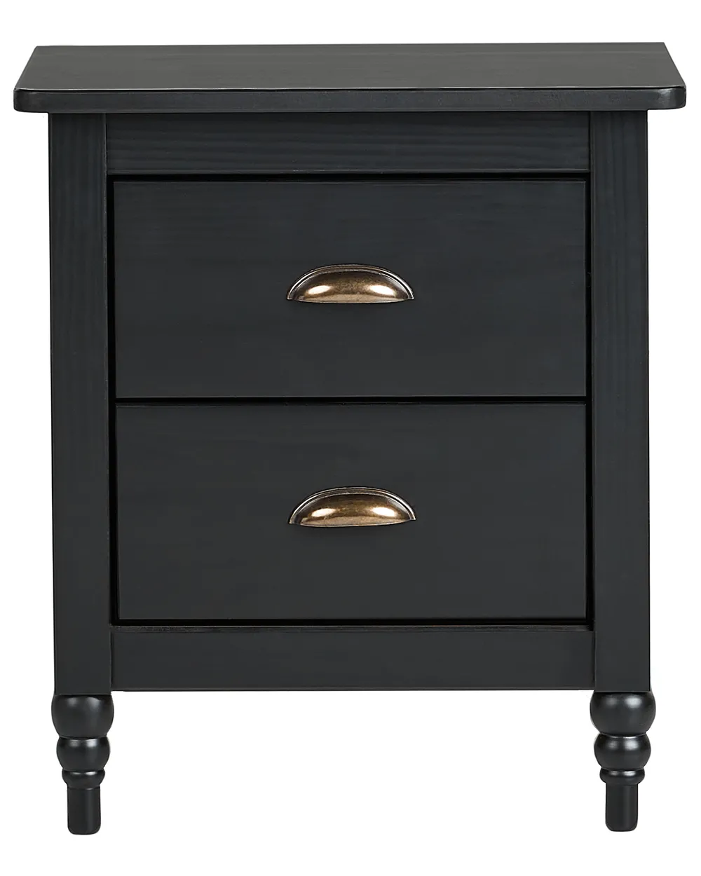 2 Drawer Bedside Table SHILLINGTON Pine Wood Black_942856