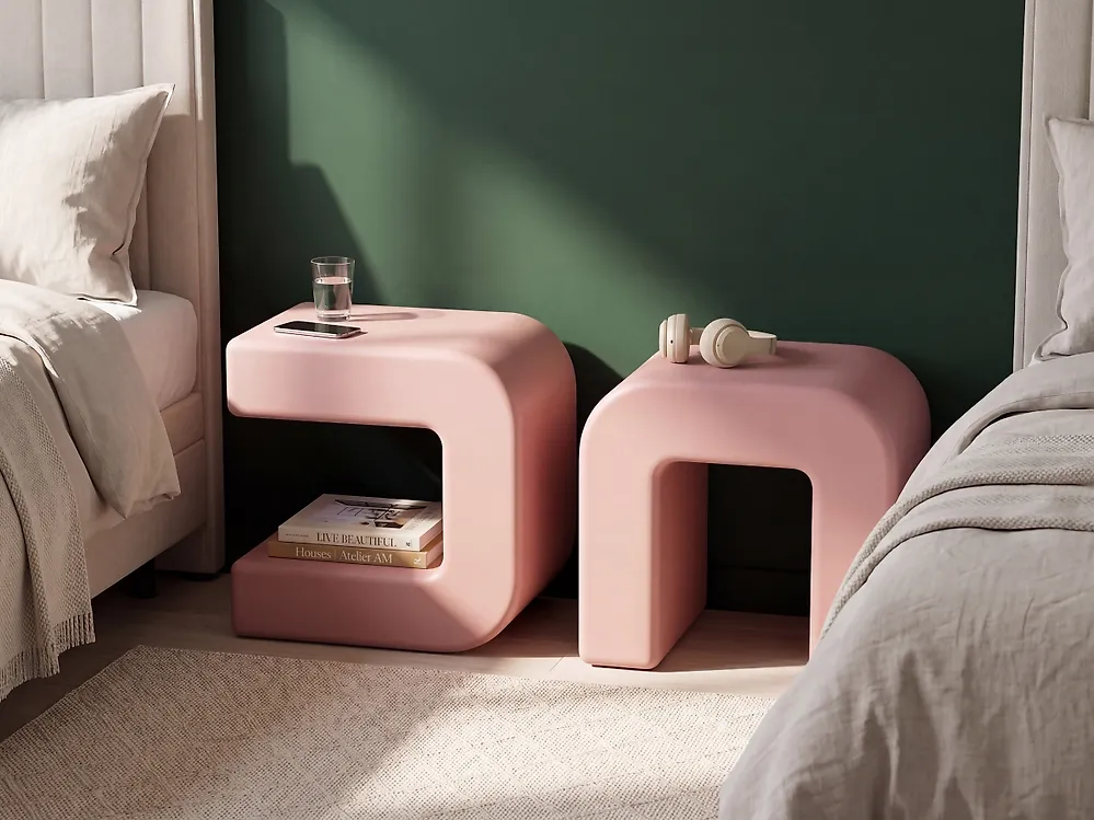 Set of 2 Side Tables MOZIA Pink_1166111