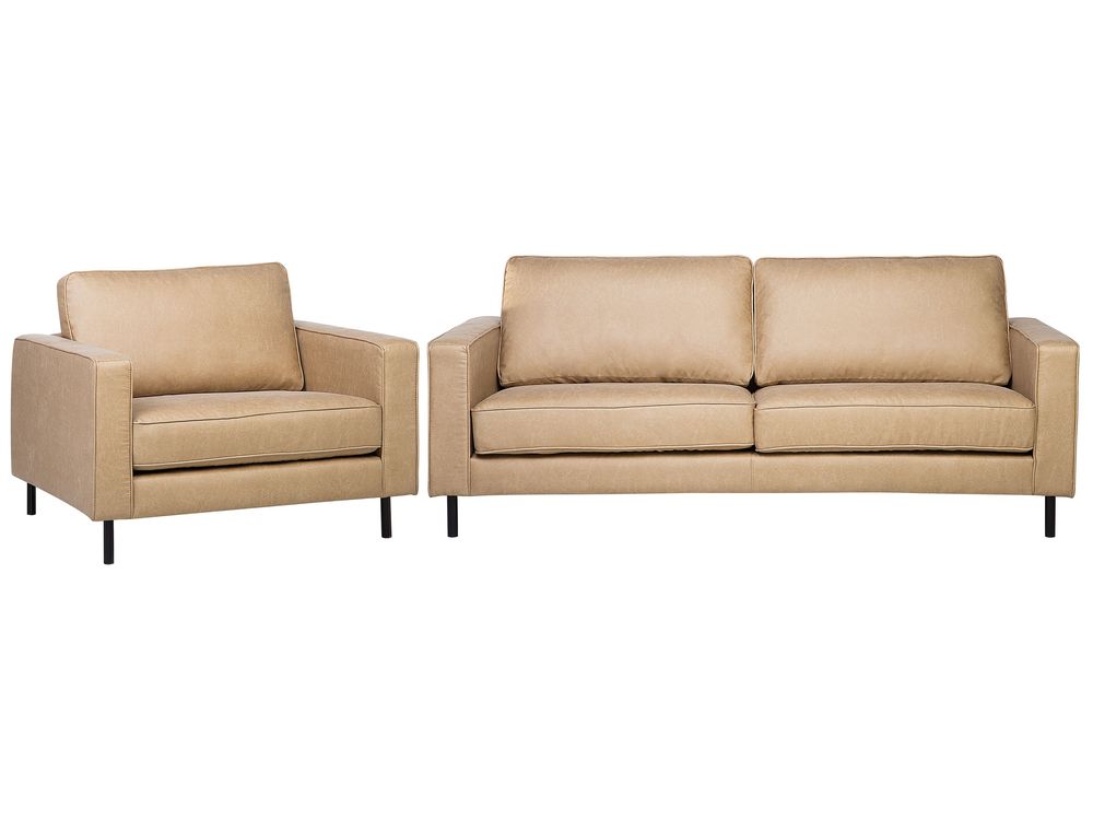 Sofa Set 4-Sitzer SAVALEN Kunstleder Beige