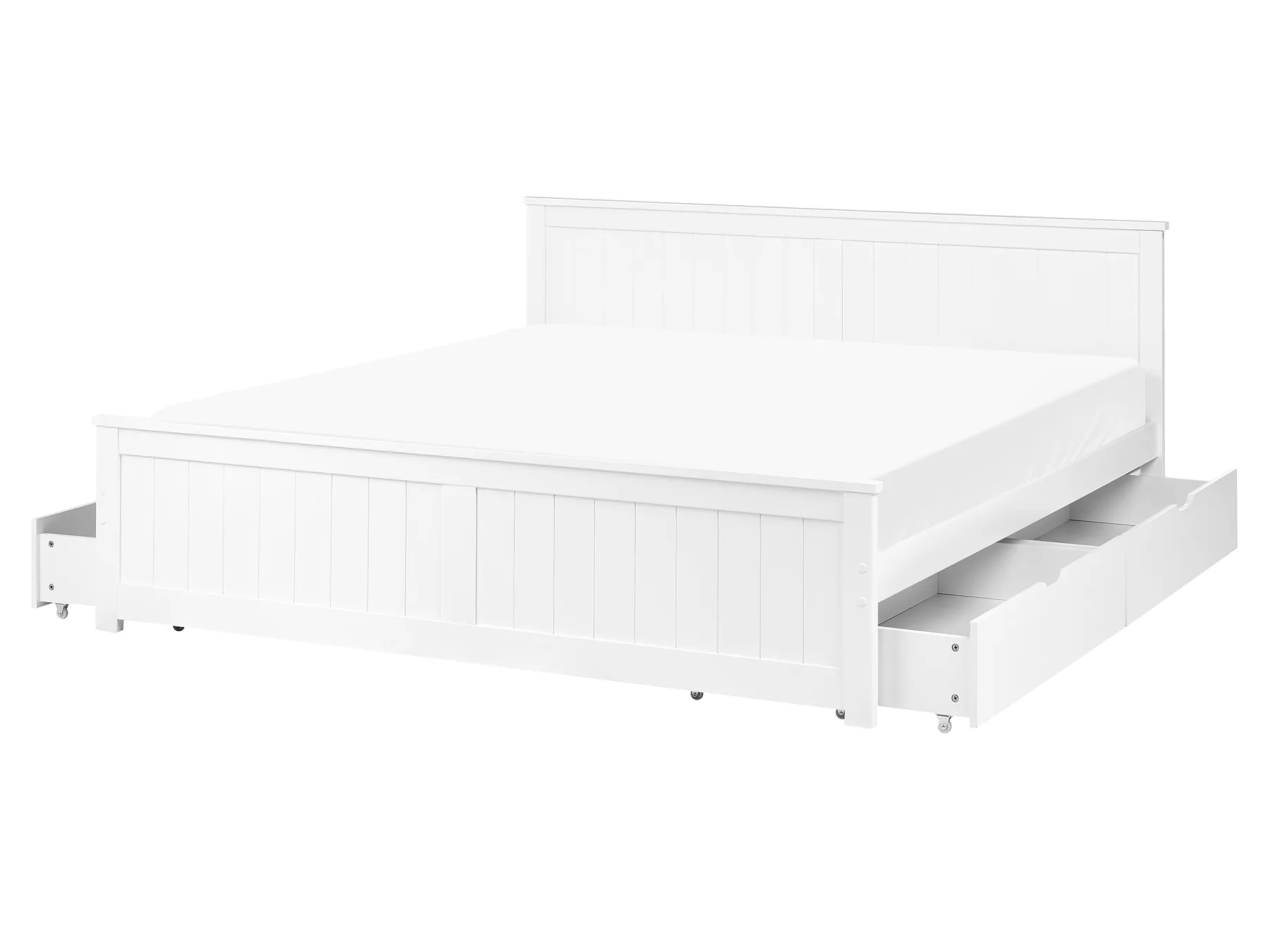 Bett mit 4 Schubladen SABRAN Kiefernholz Weiß 160 x 200 cm_1061300