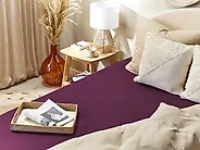 Fitted Sheet JANBU 160 x 200 cm Cotton Burgundy_1185625