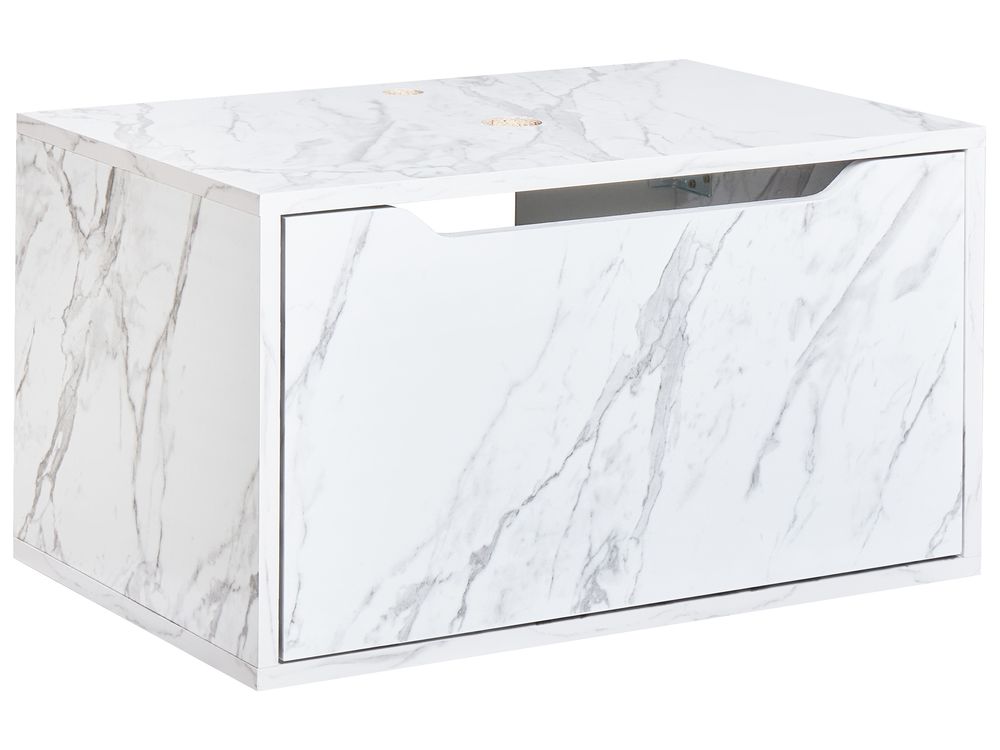 Wall Mounted Vanity Unit PETROLINA 60 cm White Marble